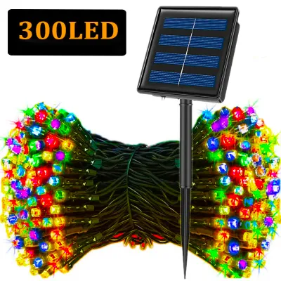 300LED Đèn Dây Năng Lượng Mặt Trời Ngoài Trời Chống Nước 8 Chế Độ Đèn Giáng Sinh Hình Ngôi Sao Cổ Tích Chạy Bằng Năng Lượng Mặt Trời Đèn Trang Trí Giáng Sinh