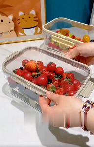 กล่องปิกนิก กล่องใส่ของสด ผลไม้ เครื่องดื่ม ที่เก็บของในตู้เย็น แบ่งช่องระบายน้ำ ฝาปิดมีหูหิ้ว/2098