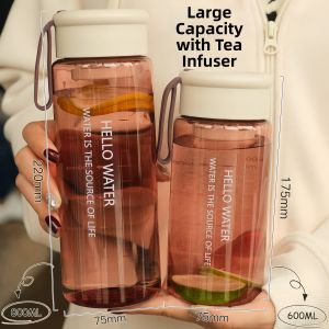 High Capacity Durable Plastic Water Bottle with Tea Infuser