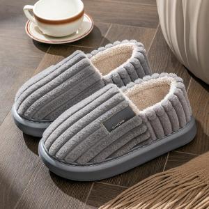 MONLEYTA | Large Size Cotton Slippers Mens Winter New Plus Size Wide Home Plush Warm Anti-slip Mens Winter Cotton Slippers