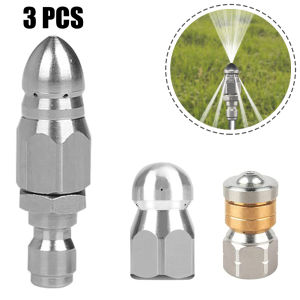 3Pcs Sewer Jetter Rotary Nozzle 1/4inch Quick Connector Rotary Sewer Cleaning Nozzle Stainless Steel Pressure Washer Nozzle Pipe Drain Tools Head