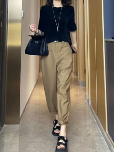 Khaki Color Harlan Pants Womens High Waist Loose Straight Leg Slimming Narrow Version Casual Dad Pants Autumn New Arrival