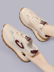 Womens Breathable Mesh Sport Shoes Dad Style Flat Thick Bottom Ashcan Shoes Summer Fashion Casual Sneakers Low Cut Sneakers