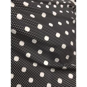 vải thun rayon chấm bi trắng đen co dãn 4 chiều dày vừa giá 1m_( khổ 1m6) may đầm váy đồ bộ