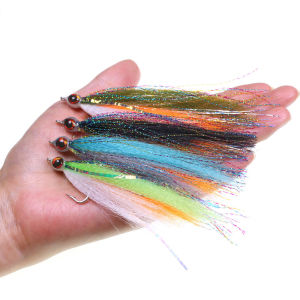 2/4pcs #1 4.13inch 3D Fish Eyes Minnow Streamer Synthetic Fiber Baitfish Fly Trout Bass Salmon Steelhead Saltwater Fishing Lure