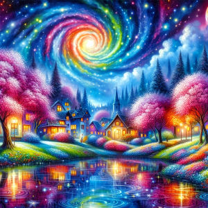 HUACAN Diamond Art Starry Sky Landscape Rhinestones Pictures Diamond Mosaic Tree Nature House Painting Full Drill Home Decor