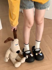 Adorable Cute Dog Hole Hole Summer Beach Sandals Womens Outdoor Fashionable Matching Casual EVA Slip-On Flat Heel Sandals