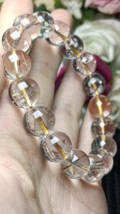 Natural Copper Rutilated Crystal Stone Bracelet 12mm+ 精品纯天然无染色无烤色铜发发晶满发透体共生白阿塞闪片手串 12mm+