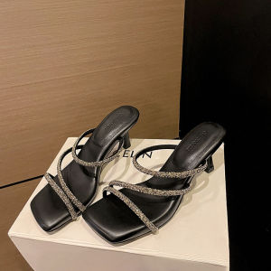 Ielgy Dép gắn kim cương giả Nữ Giày cao gót kiểu dáng thời trang tím