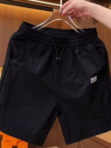 Summer New Fashion Quick Dry Casual Mens Shorts Breathable Ice Silk Five-Quarter Loose Fit Laser Drill Pants Straight Leg