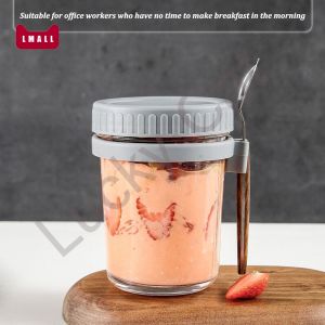 SG stock Oatmeal Cup Breakfast Coffee Cup with Lid Spoon Portable Sealed Glass Mason Bottle Milk Oatmeal Cup Water Bottle Drinkware Mugs
