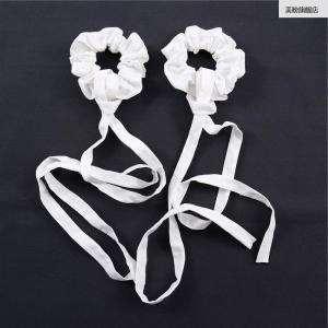 ริบบิ้นยางรัดผมผ้าฝ้ายแท้สีขาวสไตล์เกาหลี เครื่องประดับแฟชั่นสำหรับผู้หญิงและเด็ก ริบบิ้นรัดผมลายผีเสื้อ ริบบิ้นรัดผม