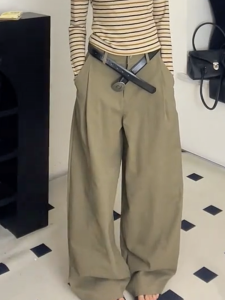 MANMI | Beige Casual Baggy Loose-Fitting Trousers