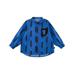 Boys Long Sleeve Collar Shirt Breathable Color Block Summer Fashionable Skin Friendly Cotton Blend Cartoon Print Top for Kids