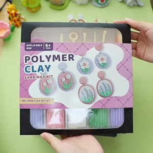Polymer Clay Earring Jewelry Making Kit Clay Earring Making Set for Children Adult Artist Soft Modelling Clay Set with Clay Cutter Oven Bake Polymer Clay Set Modeling Clay Kit for Sculpting Jewelry Making