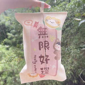 Creative Hanging Tissue Box Car Bathroom Living Room Hanging Rope Tissue Holder Cloth Art Chinese Style Handmade Cartoon