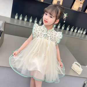 Princess Style Summer New Arrival Dress for Girls Children Baby Fashionable Princess Skirt Short Sleeve mid Waist A-Line Skirt