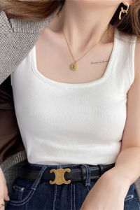 HUOLISI | White Fashionable Fitted Tank Top Sleeveless Knit