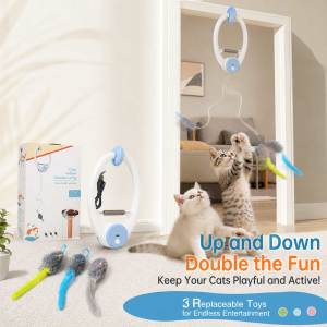 Lovinland Pet Electric Cat Teaser Cat Toy Yo Yo Smart Door Hanging Toy Self Entertainment Boredom Relief Rolling Rope Cat Teasing Artifact Cat Toys for Kittens