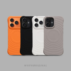 Ultra-Hot Ripples Orange Magnetic Attraction Phone Case for Apple 17Promax Simple Pure Color 16Pro Fashion Couple 15Star 14Black White Frosted Anti-Fall Protective Case