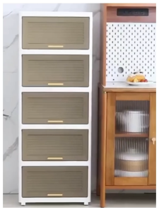 FSF Home Flip Top Storage Box Kitchen Storage Cabinet Clothing Transparent Foldable Organizer Drawer Cabinet With Wheel For Clothes Space-Saving#cd025#cd032