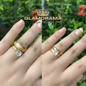 Glamorama Couple Rings: "Sarah" Engagement & Wedding Ring Set