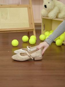 Daphne | Lace Hollow Breathable Rhinestone Mary Jane Flat Shoes