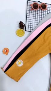 GW - Celana Legging Motif Daisy - Legging Panjang Anak Perempuan Rib