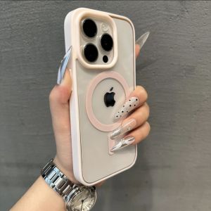 Transparent Acrylic Phone Case Magnetic Absorption Titanium Grey for  13 15ProMax 14P Anti-Fall Wireless Charging Magsafe Car Mount Simple Design