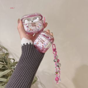 Kt Cat Cartoon Wireless Bluetooth Earphone Protective Case Airpods pro 2 Generation Airpods 2/3 Generation Sandflow Glitter Design