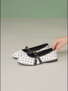 YOTO Polka Dot Mary Jane Flats For Women Rose Metal Buckle Premium Soft Sole Casual Daily Shoes