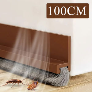 Anglebabylife 1M Door Seal Draft Strips Door Bottom Sealing Strip Tape with Sweep Brush BlockerInsect Sound Proof Self Adhesive Seal Strip