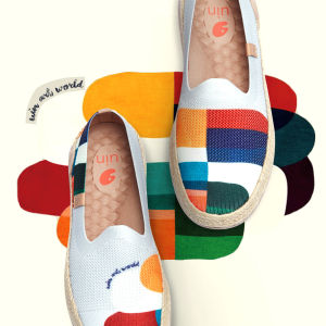 UIN Womens Espadrilles Slip Ons Knitted Lightweight Walking Casual Loafers Comfortable Art Painted Travel Shoes Marbella II