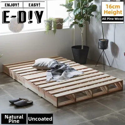 Solid Wood Combination Bed Japanese Nordic Style Free Standing Floor Mat Anti Moisture Bed Frame Tatami Ground Platform Bed