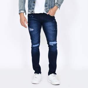 RoosterDenim - Celana Jeans Sobek Ripped Pria Slimfit Celana Panjang Ngaret Sbk-LT Sandwosh 087