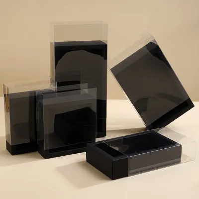 High Definition Transparent Gift Box PET Tea Cosmetic Jewelry Foldable Drawer Packaging Kraft Paper Gift Box