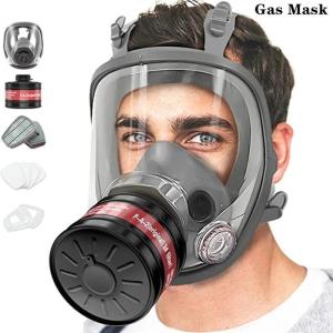 Full face respirator - mask with 40 mm gas filter canister for industrial gases chemical polishing welding spraying Gas mask
