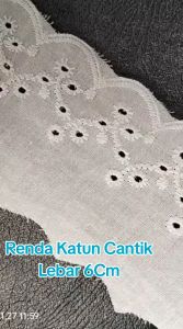 (Per 2 Meter) RDK372 Renda Bordir Katun Putih Cantik Lebar 6Cm