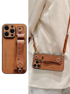 Retro Frosted Leather Phone Case for Apple 16Promax iPhone 17Pro Protective Cover 15 Dirt Resistant 14 Lens Full Wrap 13 Wrist Strap 16Plus Crossbody 12 Anti Fall 11 Shell X