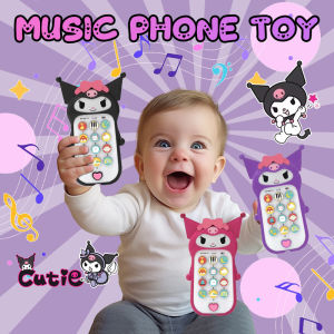 Kuromi Sanrio Music Phone Toys For Kids English Cute Education Learning Toys For Kids Baby Telefon Mainan Kanak-Kanak Telephone