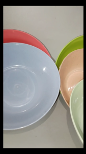 6 PCS WHEAT STRAW REUSABLE PLASTIC BOWL / PLASTIC PARTY SOUP BOWL / CHILDRENS BOWL / DINNERWARE MANGKOK / SOUP BOWL SET TABLEWARE SERVING COLORED NOODLES BOWL/CANDY COLOR PLASTIC SOUP BOWL