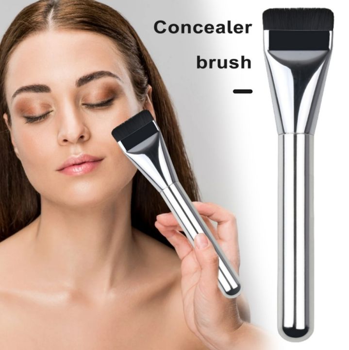 Ultra Thin Flat Head Makeup Brush Professional Foundation Concealer Brush Facial Treatment Brush Korean Foundation Brush Flat Smooth Brush Makeup Tools