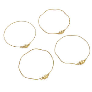 1pc 60mm 14K Gold Plated Brass with Magnet Bangle Bracelet for Women Girls DIY Jewelry Making Findings