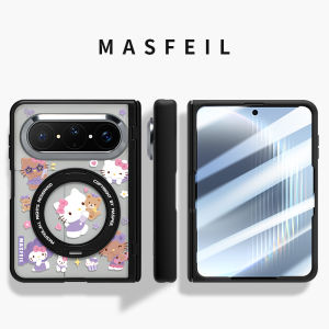 MASFEIL | Anti-Fall Magnetic Bracket Phone Case For Huawei Purple Cat Design Transparent Full Protection