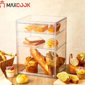 Maxcook Magnetic Dustproof Acrylic Display Case Store Dessert Cake Food Pastry Bread Show Rack Clear Storage Box