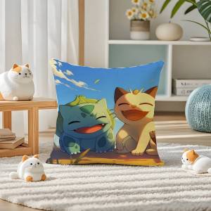Bandai | Pokemon Totodile Anime Plush Pillow Cover Soft Short Plush Cushion Cover For Sofa Bedroom Home Decor Gift Decoration