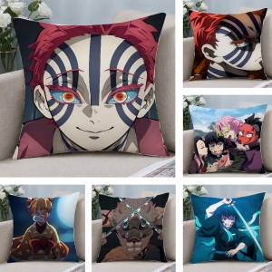 Bandai | Demon Slayer Hashira Collection Anime Plush Pillow Cover Soft Short Plush Cushion Cover For Sofa Bedroom Home Decor Gift