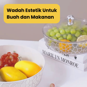YooWoo Piring Buah / Wadah Buah & Camilan / Tempat Penyimpanan Makanan Tertutup / Dekorasi Dapur Aesthetic / Tempat Buah Bentuk Persegi & Bulat