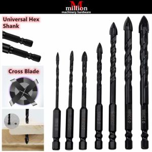 (3-16mm) Cross Hex Drill Bit Set For Concrete Porcelain Tile Glass Metal Professional Multifunction Drill Bits Kit Tools Carbide Drills
