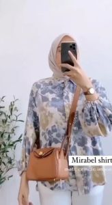 MIRABELA Blus Wanita Kekinian Mewah Bahan Cringkle Airflow Premium Celana Bahan Twill Combed